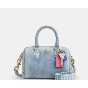 NWT Coach CDY30 Mini Rowan Crossbody Bag Loved Denim Light Indigo